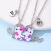 European & American Cute Cat BFF Necklace Set for Kids – Sweet Oil Drop Kitten Design (2 Pieces)