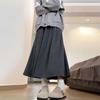 Gray High Waist A-Line Knitted Mid-Length Skirt for Women - Spring/Autumn 2025 Collection