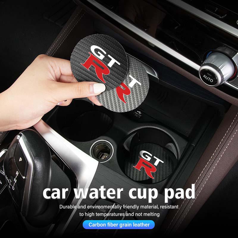 2pcs Car Water Cup Coaster Carbon Fiber Cup Holder Anti-slip Pad For Nissan GTR GT-R NISMO R35 Teana Skyline Kawasaki
