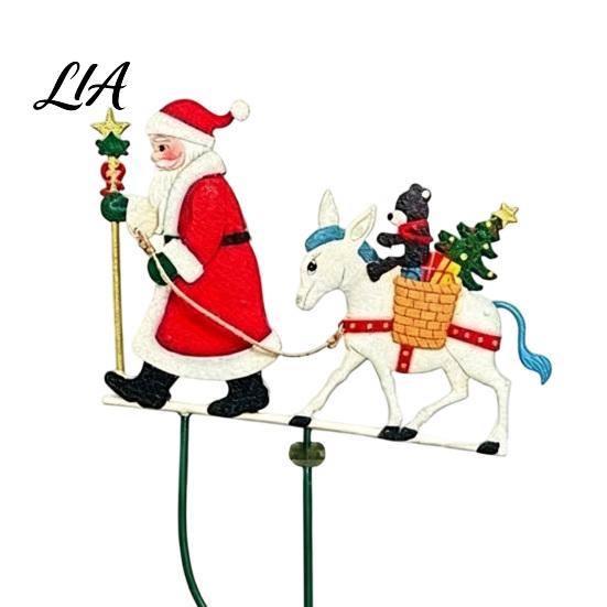 Holiday Entryway Table Decor Wobbly Santa on Reindeer Christmas Figurine, Metal Balancing Tabletop Decor, Balanced Display Swinging Statue for Mantel