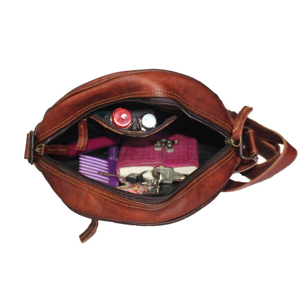 Women's Shoulder Round Bag Genuine Leather Crossbody Satchel Sling Hobo Handbag