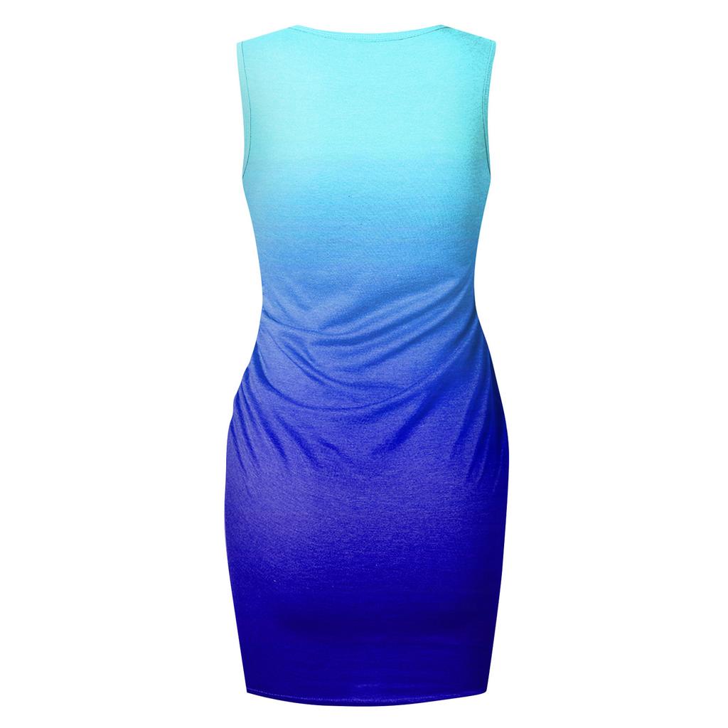 Модное женское летнее платье с круглым вырезом и повседневным модным пуловером без рукавов с принтом