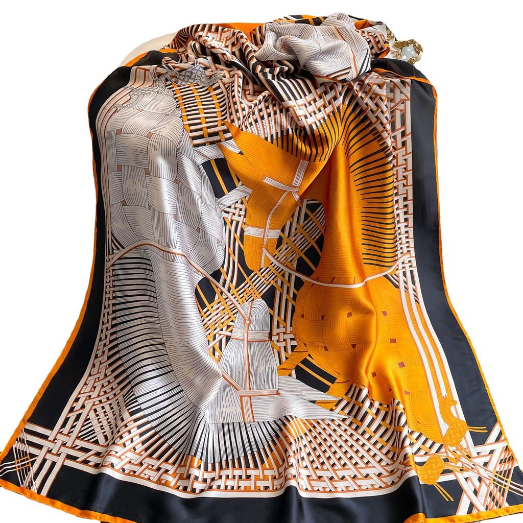 High-quality Luxurious Silk Scarves Headband Scarfs Neck Scarf For Women Chain Silk Scarf Women's Decorative Shawl