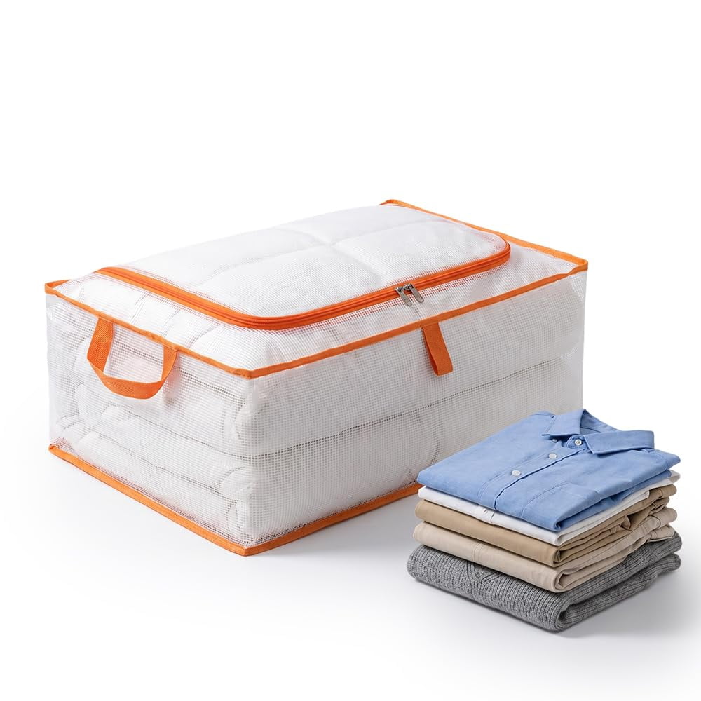 Large Heavy-Duty Thick Plastic Clear Storage Bag for Clothes, Oversized Moving Bags with Reinforced Handles, Clear Storage bags