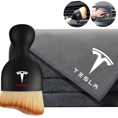 Авто Очистка Инструменты Аксессуары Для Model 3 Model S X Model Y Roadster Автомобиля Замшевое Очищающее Полотенце С Очищающей Мягкой Щеткой