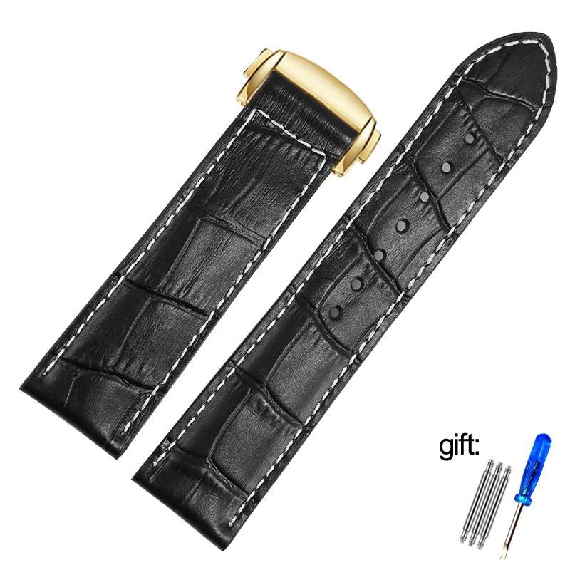 Genuine Leather Watch Band For Hamilton Kaqi Field Aviation Oris Omega Frosted Folding Buckle Watch Chain 20mm 22mm Strap