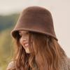 Women Hat 100% Wool Bucket Hat Sub Fashionable Versatile Hat Female One-piece Moulding Beggar's Hat