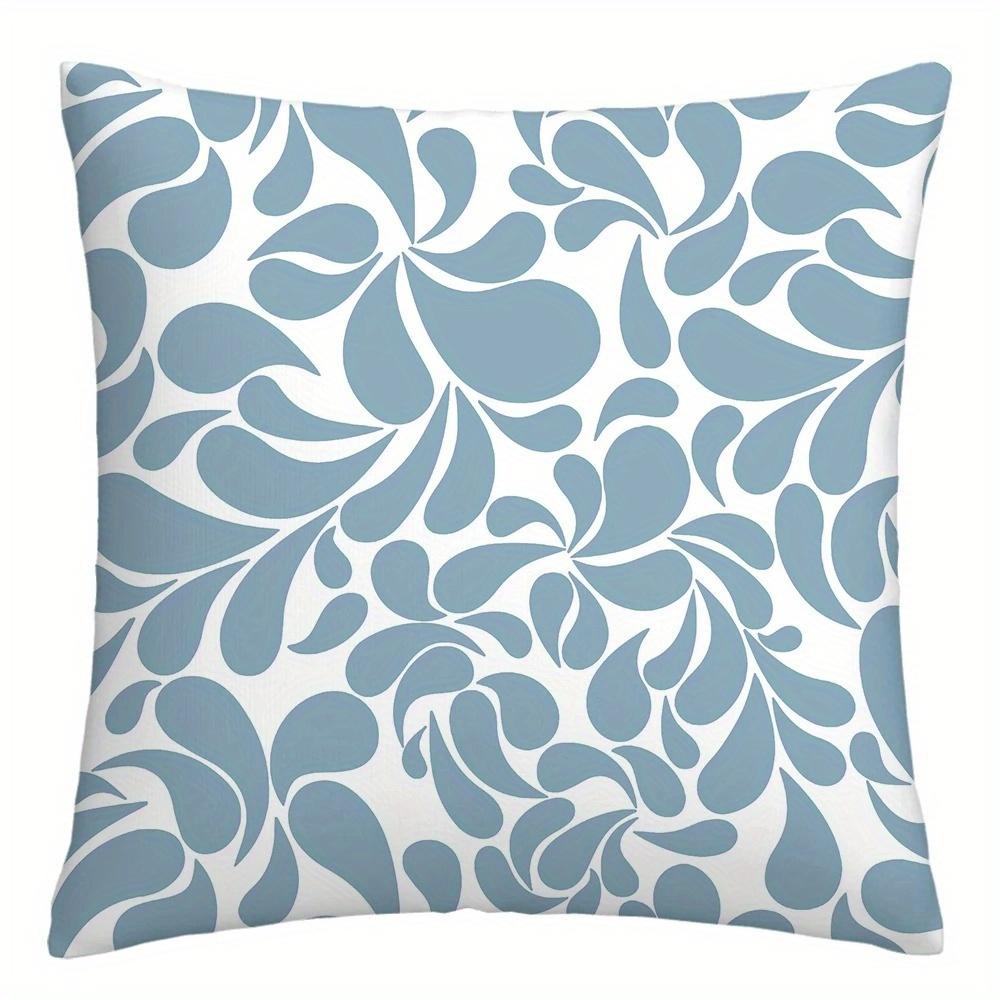Blue And White Ornate Pattern Throw Pillow Cover With Short Plush Print Living Room Sofa Decoration Cushion Cover Pillow Covers