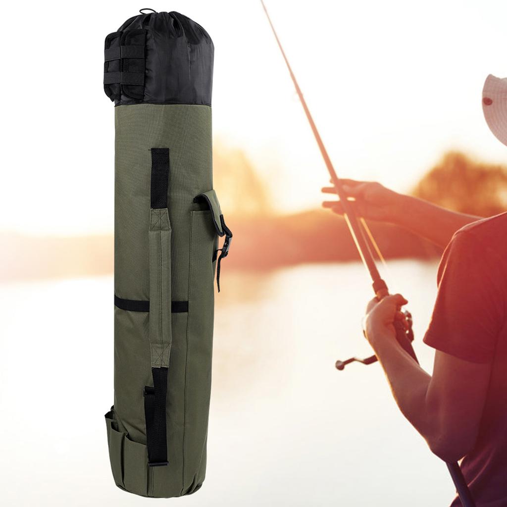 Outdoor Fishing Rod Pole Reel Lures Box Tackle Storage Bag Shoulder Strap (Black)