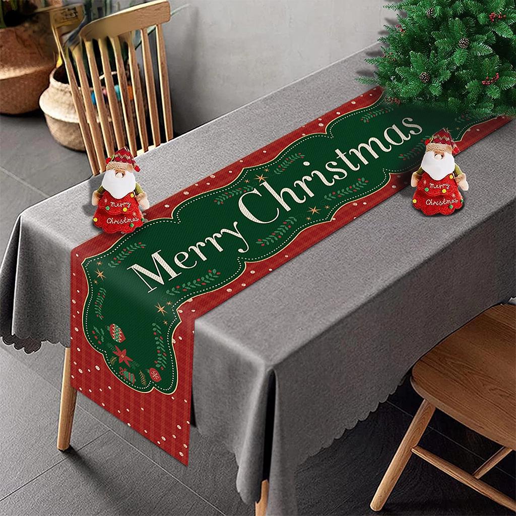2025 Льняной Рождественский Цветок Безликий Гном Лось Дерево Печатный Дорожка для Стола Баннер Кухонная Скатерть Покрытие Стола Украшения Дома