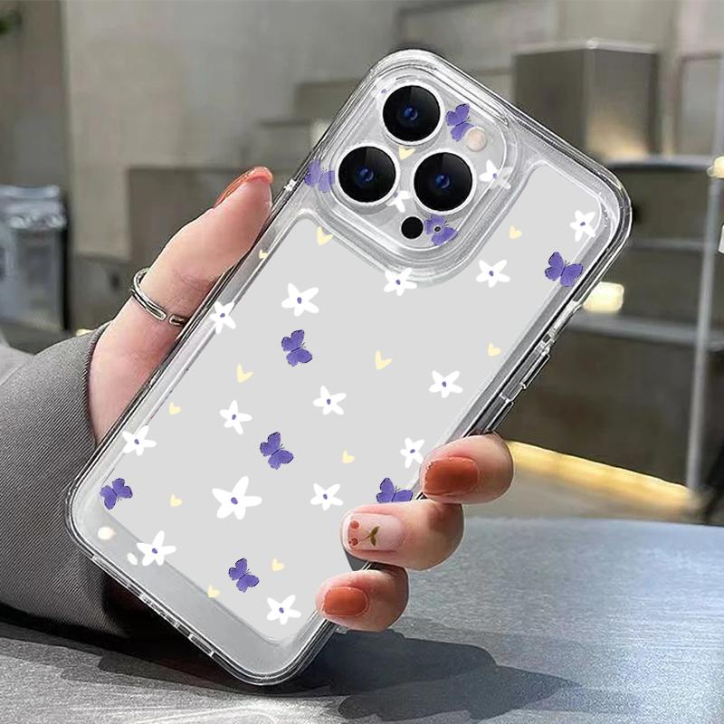 Красочный чехол с принтом бабочки для iPhone 17 Pro Max Чехол iPhone 16 Pro Max 15 14 13 11 17E Ударопрочный Прозрачный Мягкий ТПУ Силиконовый Чехол
