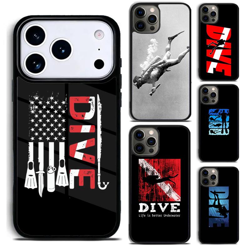 Scuba Diver Underwater Diving Phone Case For iPhone 17,16e,15,14,13,12,11,Mini,Pro,MAX soft Silicone Cover