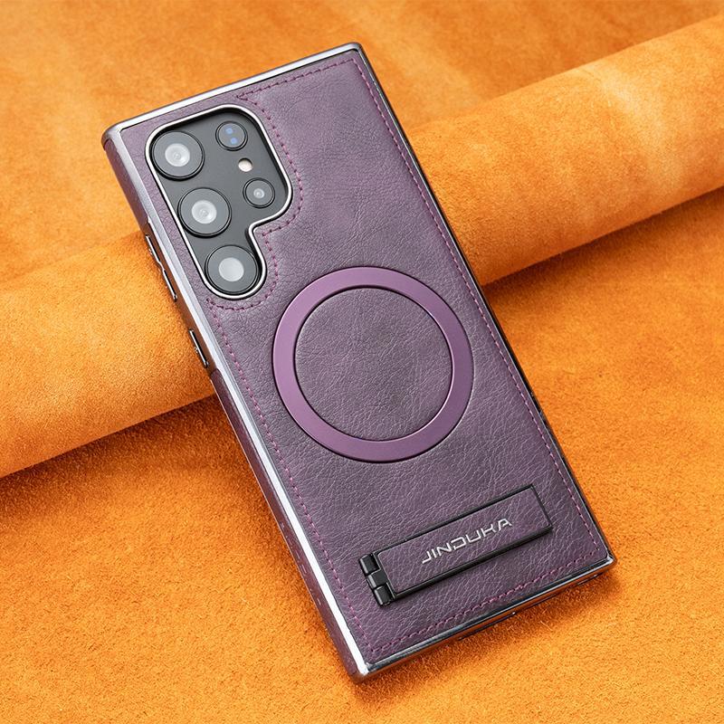 Подходит для чехла для мобильного телефона Samsung S24ultra Легкая роскошь 23+ Полностью закрывающий Магнитная адсорбция Противоударный 23 Ultra Подставка Бизнес Кожаный чехол