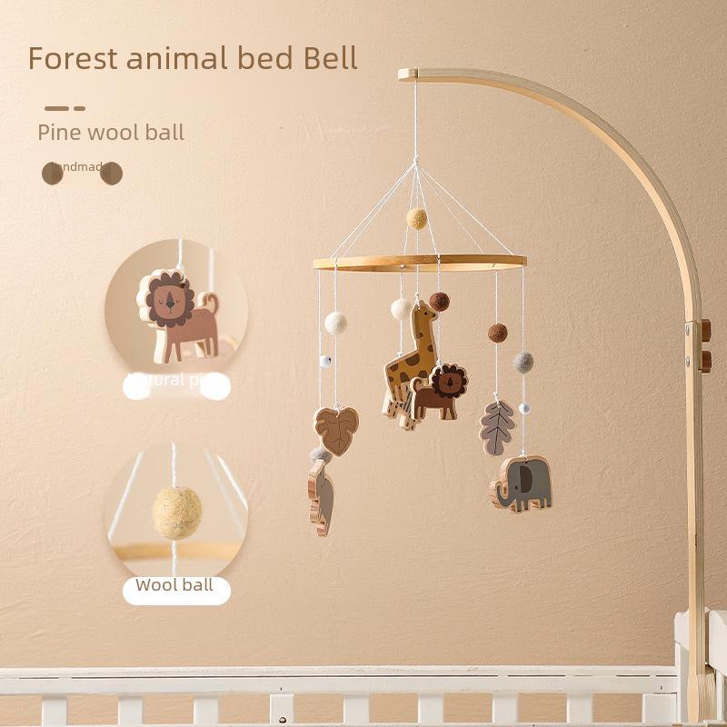 Деревянный детский мобиль с изображением лесных животных в стиле скандинавского леса - успокаивающий ветряной колокольчик ручной работы для декора детской кроватки