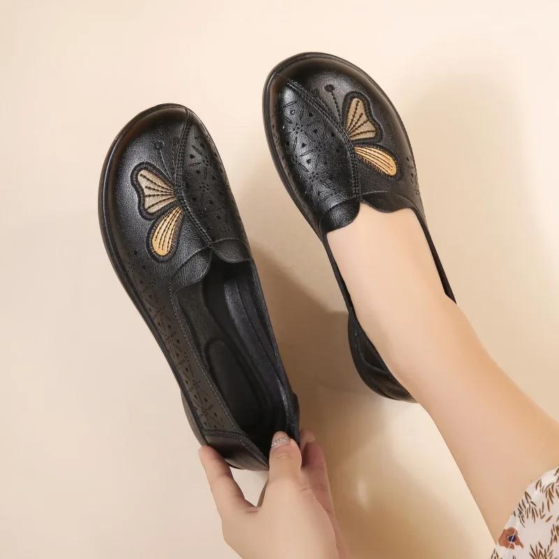 Летние балетки с бабочками, женские красные мокасины, ажурные туфли, женские дышащие мокасины для мам, удобные повседневные прогулочные туфли