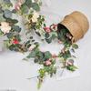 Artificial Eucalyptus Garland with Peony Flower Faux Floral Greenery Garland for Wedding Party Table Centerpiece Room Backdrop Decor