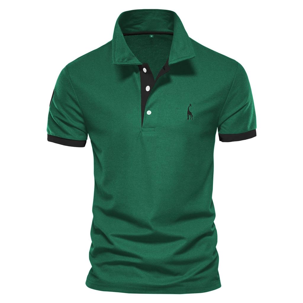 Deer Embroidered Polo Shirt Short Sleeve Judy Mesh Lapel Men's T-Shirt Plenty