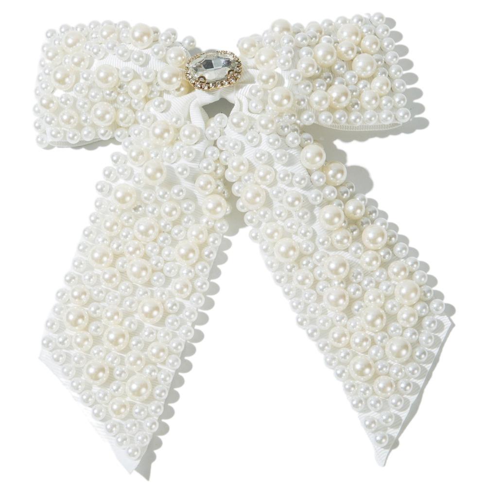 Fashion Pearl Bow Hair Clips Hair Jewelry Beads Bowknot Hairpin Bow Spring Clip Hair Accessories