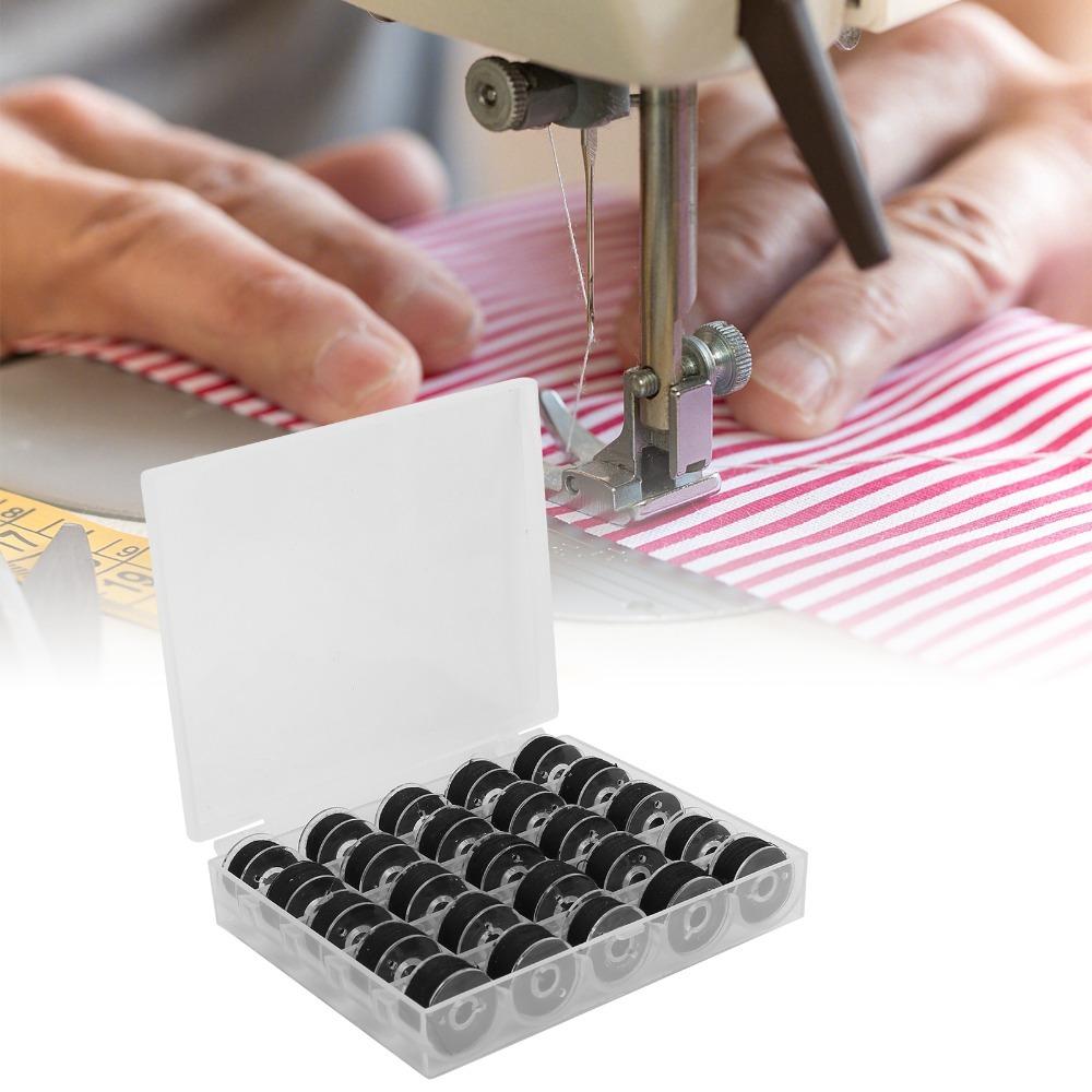 25pcs White And Black Bobbin Thread Kit Polyester Embroidery Bobbins For Embroidery Machines