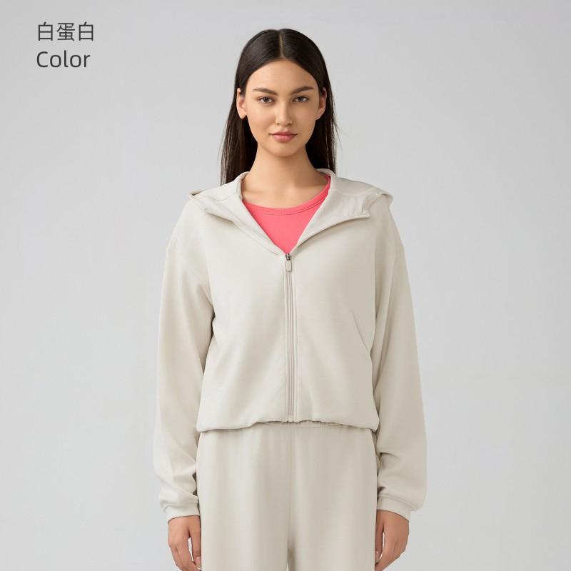 Womens Oversized Hooded Zip-Up Sweatshirt Winter Running Gym Fitness Casual Wear