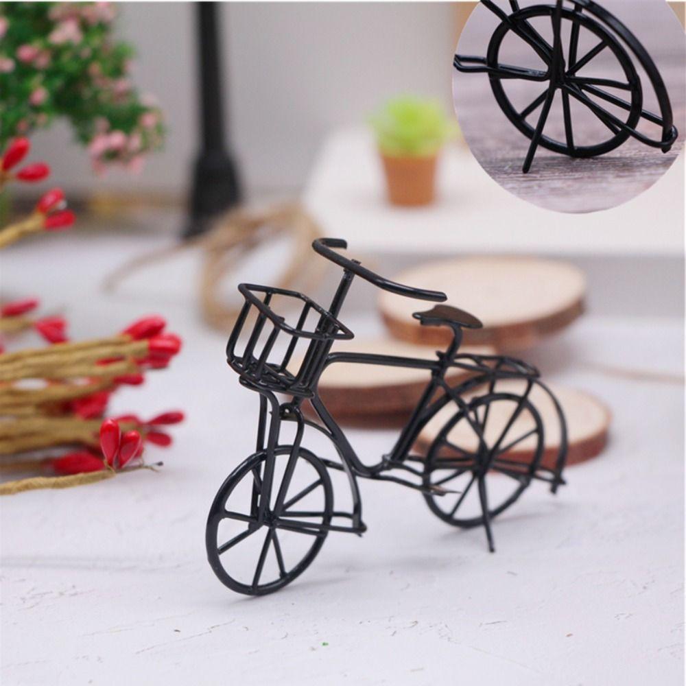 Decoration Model Small Bicycle Model Iron Art Handmade Bike Miniatures Black Old-fashioned Dollhouse