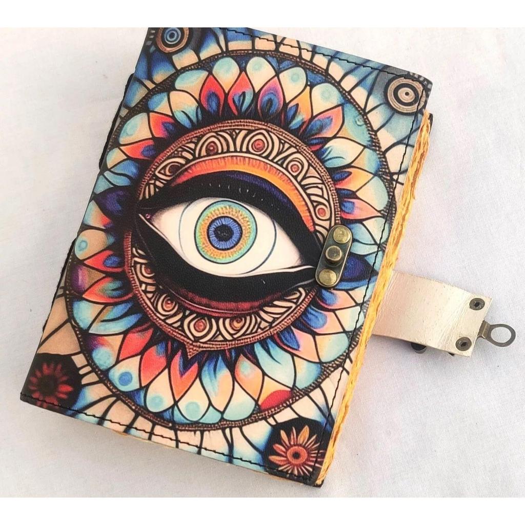 Журнал из кожи Boho Evil Eye UV с антикварной застежкой – Бумага в винтажном стиле