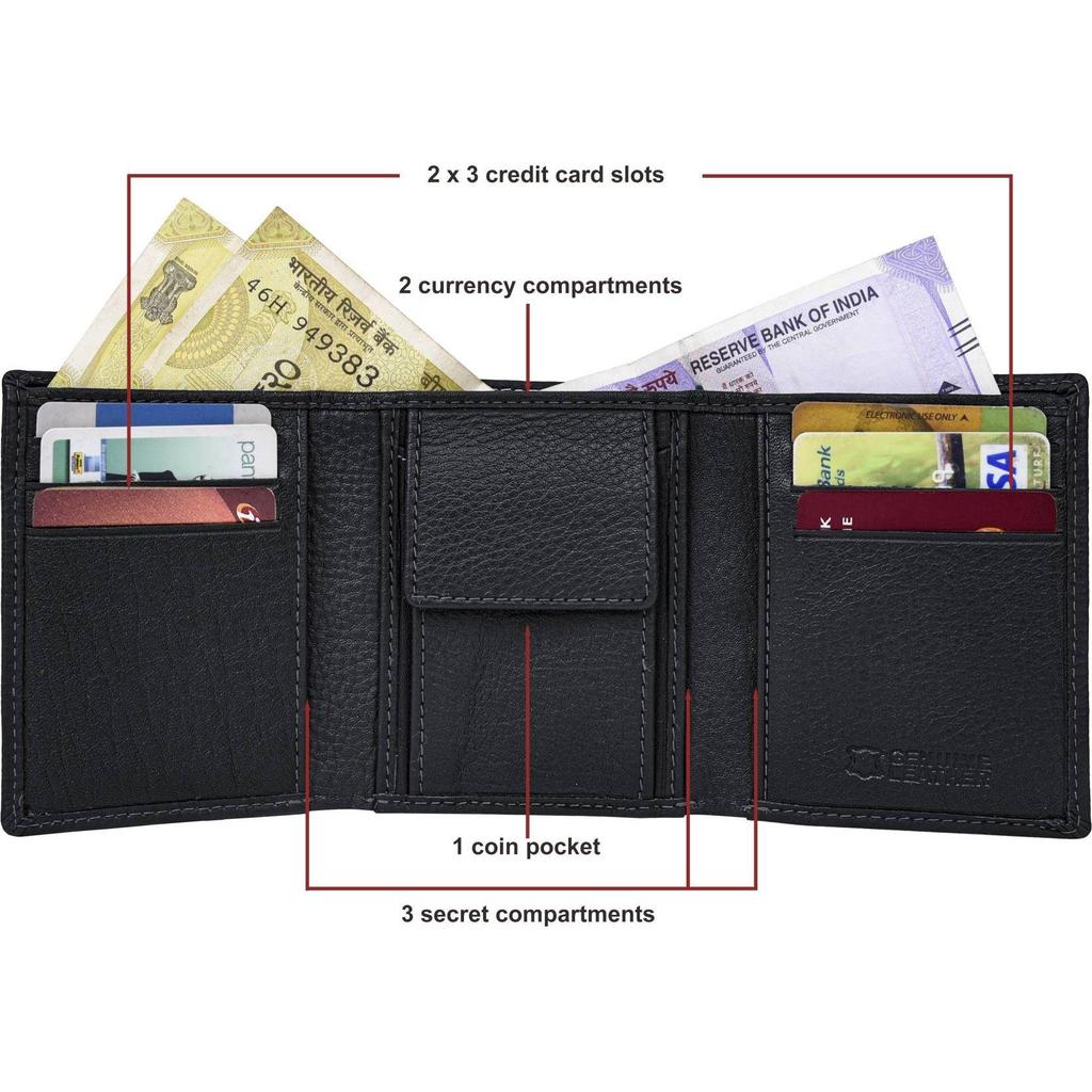 Мужской повседневный кошелек из натуральной кожи с RFID-меткой - мини  (6 слотов для карт)