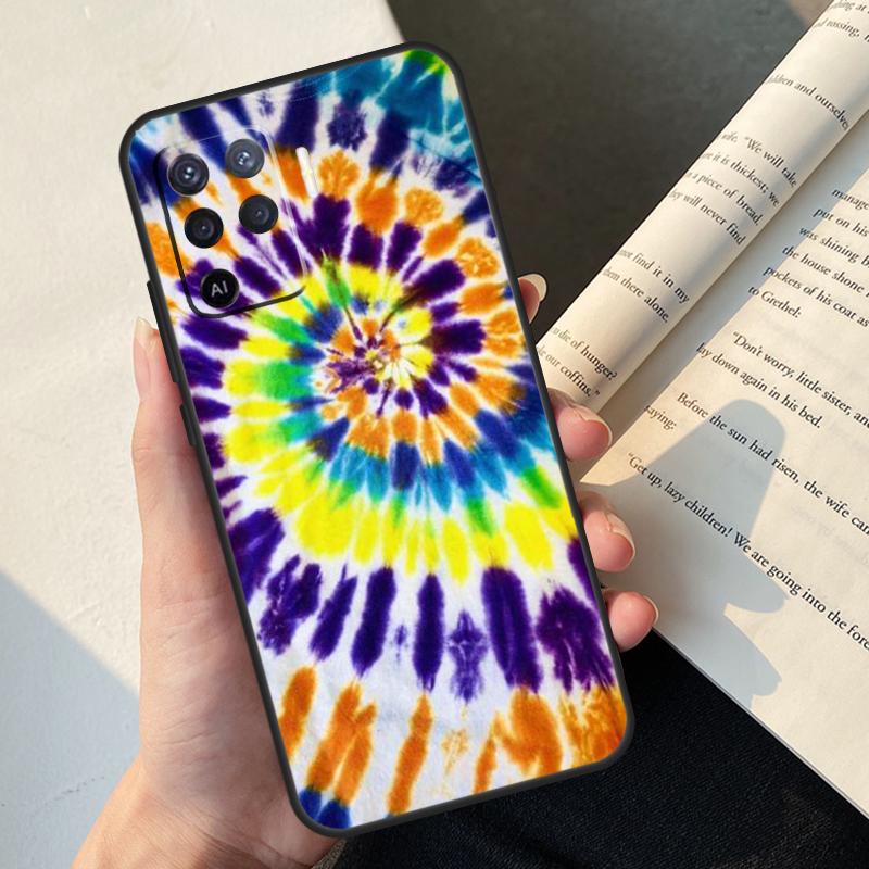 Rainbow Spiral Tie Dye Case For Oppo A58 A98 A78 A18 A38 A60 A80 A40 A77 A57 A17 A74 A54 A94 A96 A76 A16 A15 A5 Pro