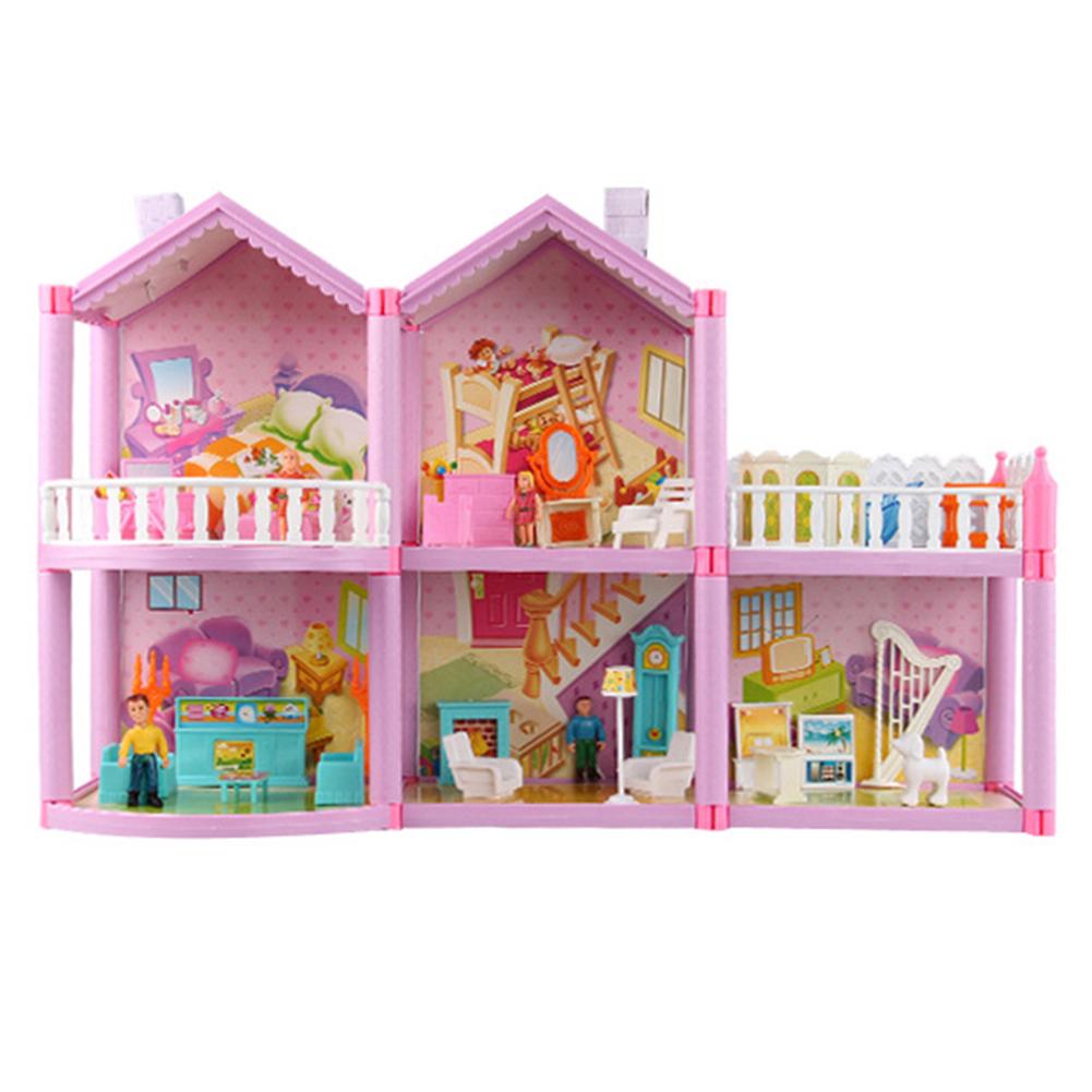 Dollhouse Villa DIY Assembled House Sweet Castle Model Simulation Playset Toys Set