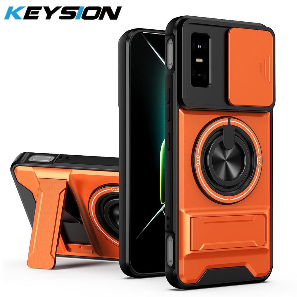 KEYSION Магнитный чехол для телефона для Infinix GT 30 30 Pro 5G Защита камеры со сдвижной крышкой Вертикальная подставка Кольцо 360 Ударопрочная задняя крышка
