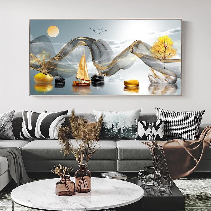 Современная абстрактная декоративная картина с оленьим деревом, лента, печать на холсте, настенные художественные картины для гостиной, светлый роскошный домашний декор