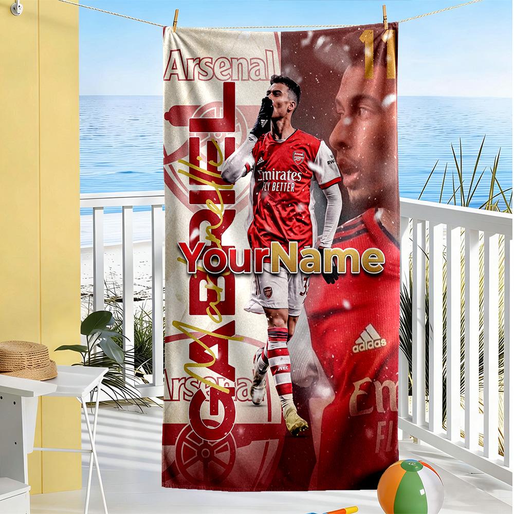 Arsenal Customizable Name Beach Towel Super Soft & Absorbent Suitable for Swimming Gym Camping Yoga Vacation