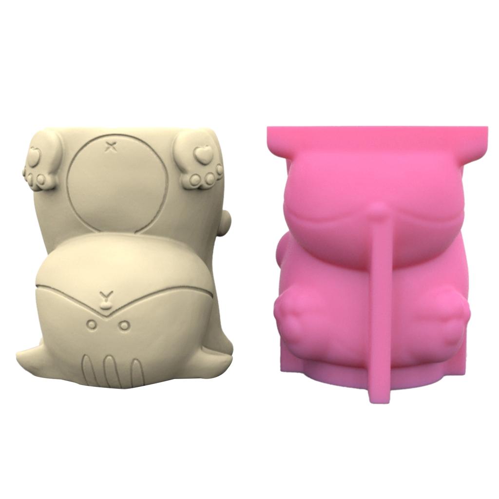 Silicone Mold for Succulent Plant Pots Mini Garden Statues Cat Panda Pig Flower Pot Mold Unique Pen Holder Resin Molds