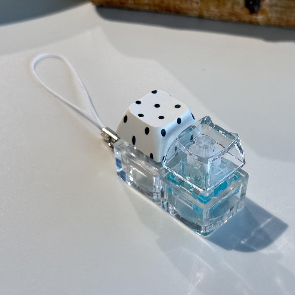 Transparent Base Fidget Keychain Dice Keycap Clicker Pendant Press Toy  Daily Carry