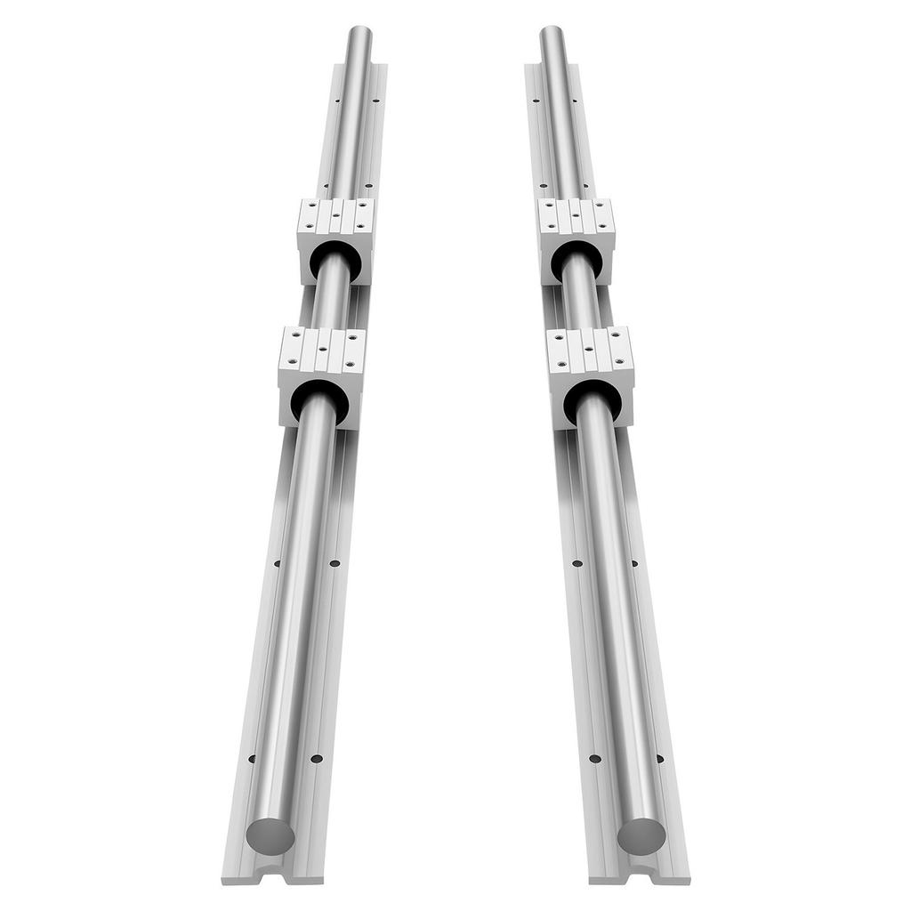 Linear Rail Kit, SBR25, 2Pcs 1200 mm (47.24 inch) Linear Motion Guide Rails and 4Pcs Bearing Slide Blocks, Fully Supported Shaft, for Cutting,