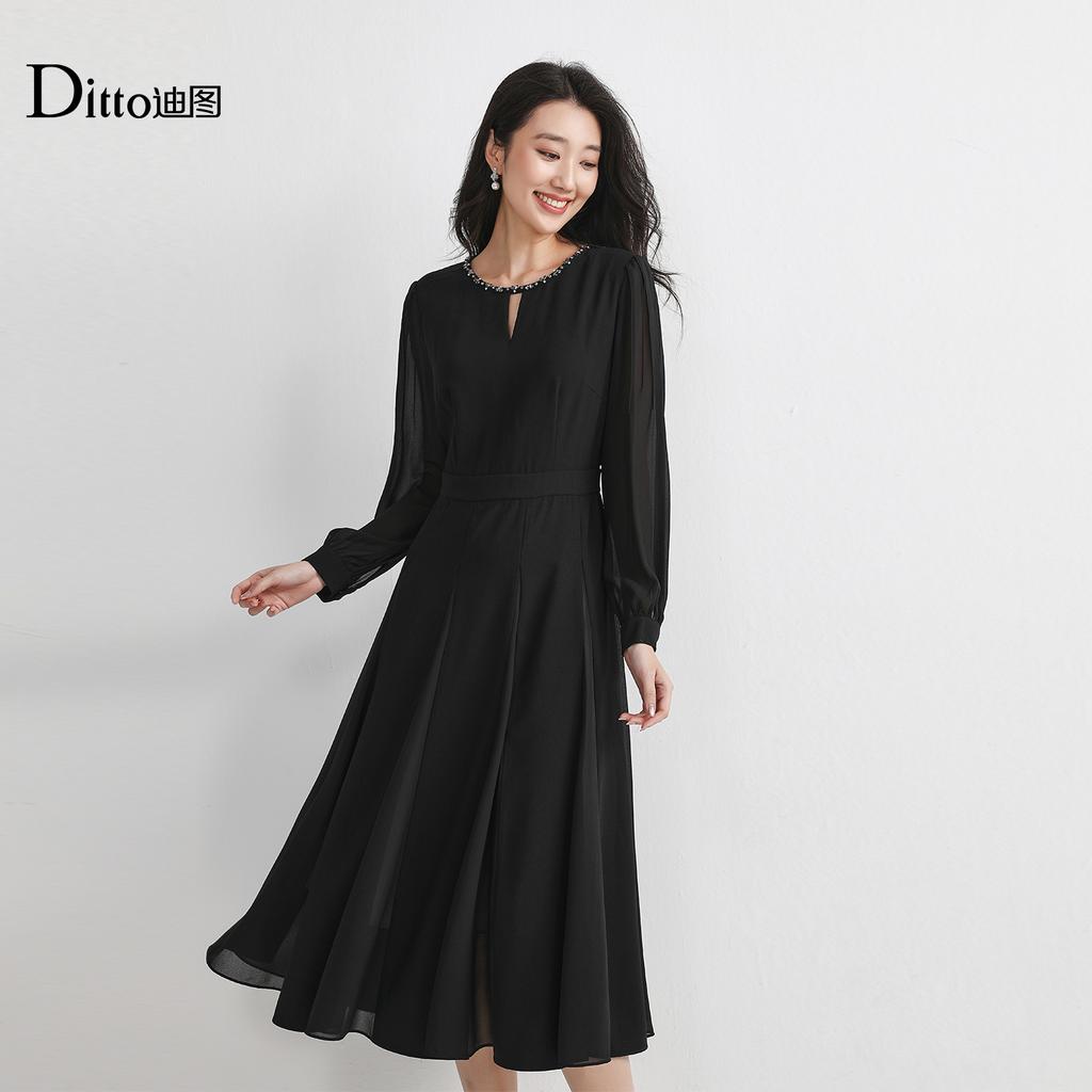 Ditu temperament A plate slim fit long sleeved dress