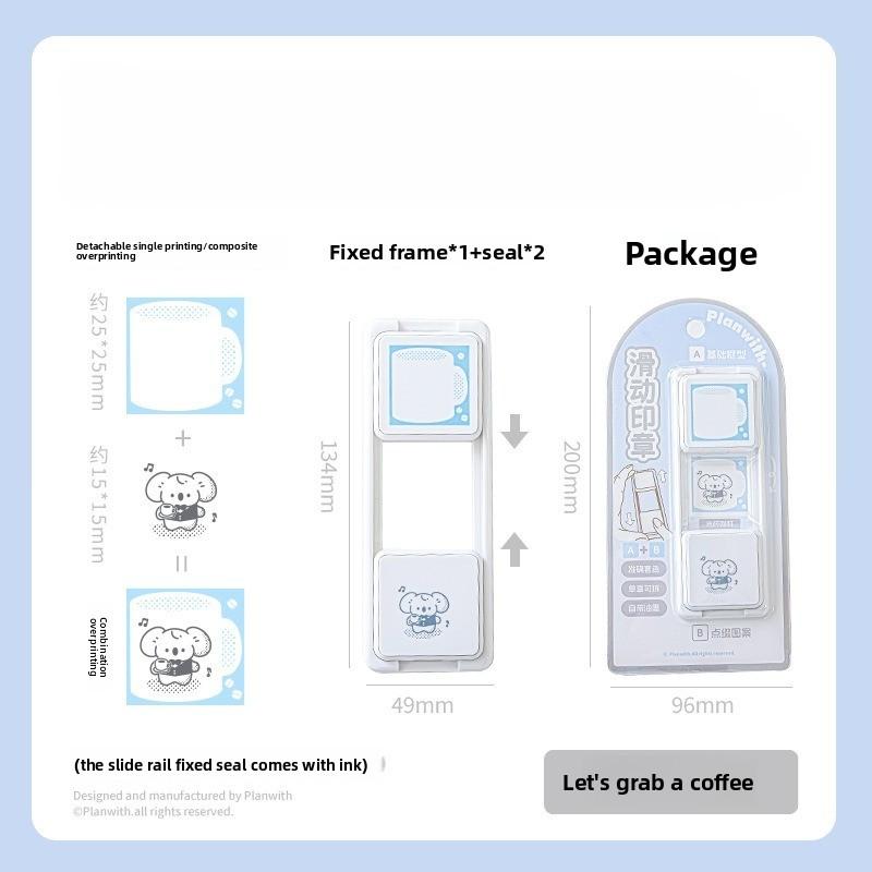 Sliding Stamp Japanese Cute Hand Account Stamp with Sliding Detachable Decorative Annotation Diagram