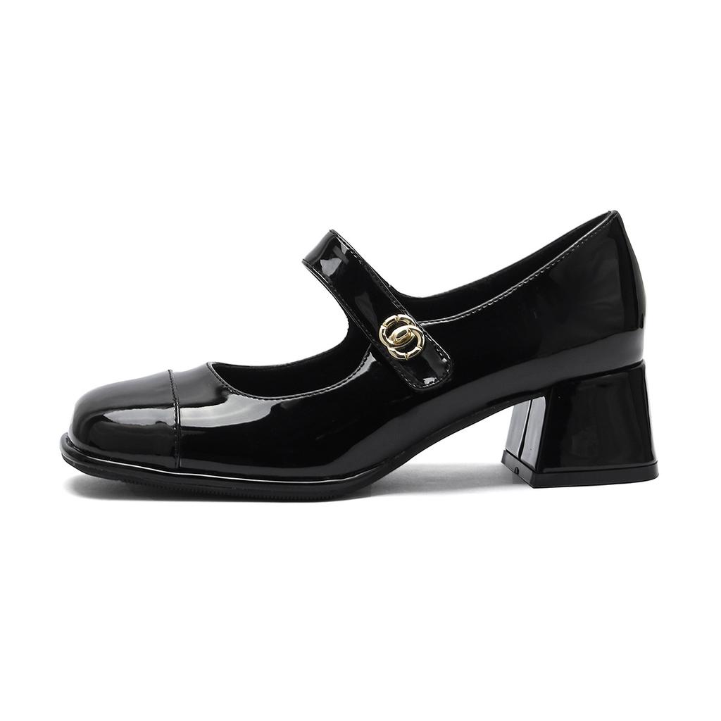 Grape Mother Studiolee Classic Versatile Round Head with Thick Heel Mary Jane Single Shoes Small Leather Shoes Women's Autumn and Winter