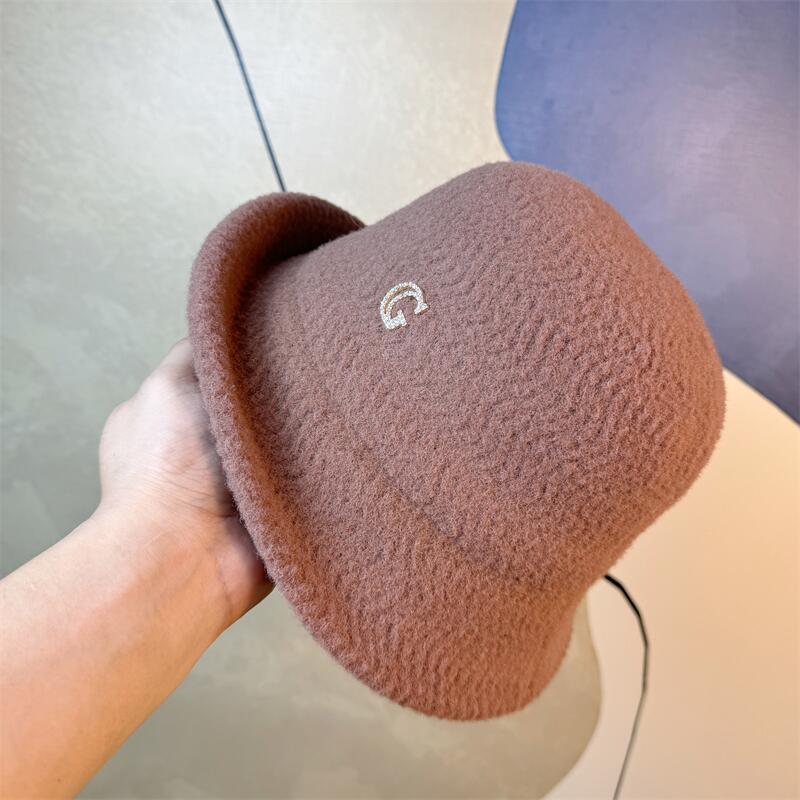 New Elegant Curling Top Hat Women's Foldable Basin Hat Bucket Hat Autumn and Winter Warm Hat