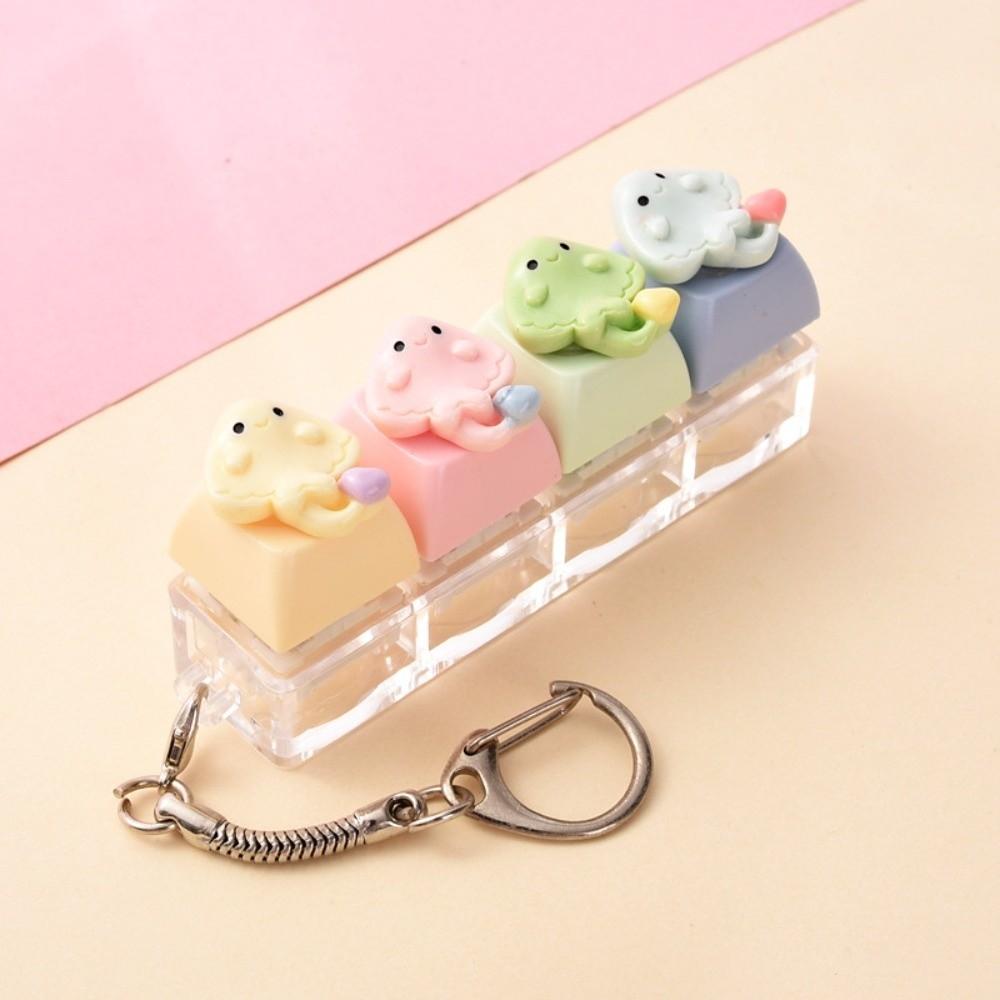 Anxiety Relief Jellyfish Push-button Keychain 4 Keys Fidget Clicky Button Fidget Clicker Fun Toys