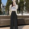Summer 2026 Women's Trendy Wide-Leg High-Waisted Cropped Pants: Petite, Loose, and Slimming Drapey Style.