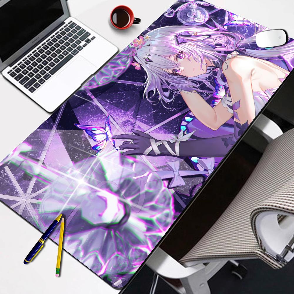 Anime Castorice Mouse Pad Large NonSlip Gaming Desk Mat Laptop Keyboard Tray Office Honkai Star Rail Purple Butterfly Hd Print