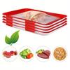2Pcs Food Tray Stackable Design Food Preservation Tray with Stretch Cover Dishwasher Safe Crisper Tray