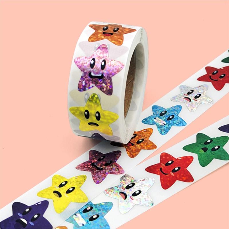 100-500pcs Glitter Star Stickers for Kids School Teacher Reward Sticker Party Decor Small Business Label Scrapbooking Stickers