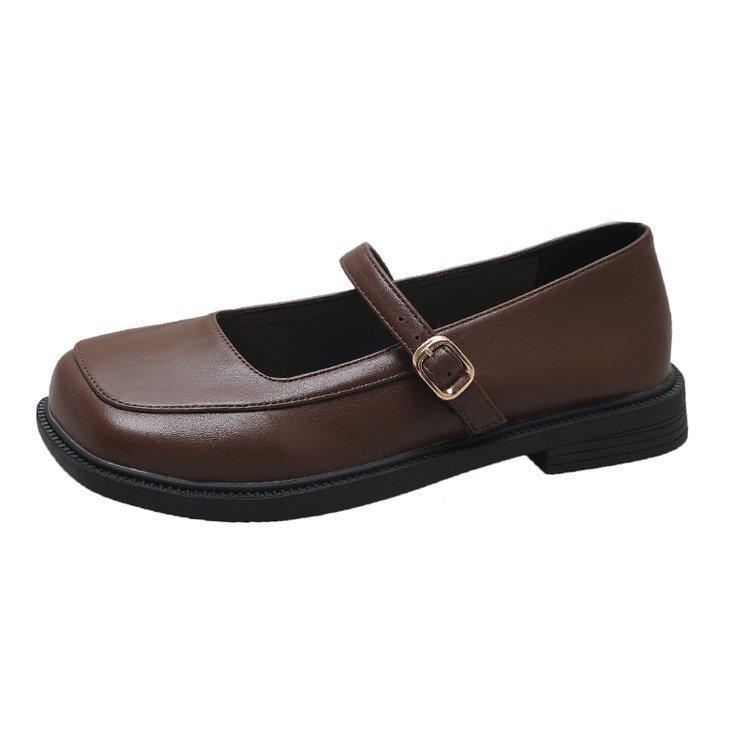Shoes Female Spring and Fall Retro Square Head Mary Jane Shoes Summer Black Low-heeled Single Shoes