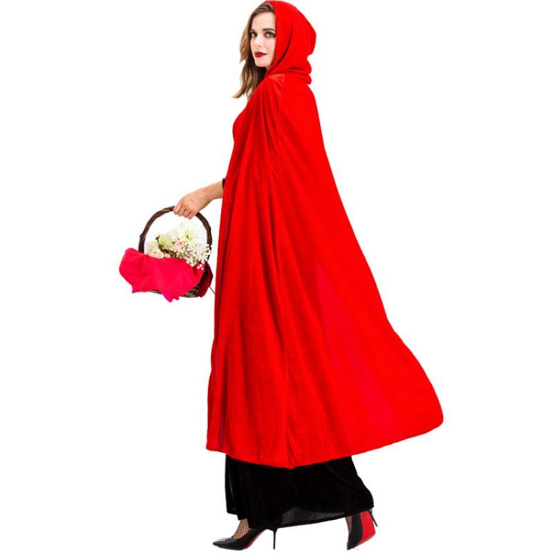 Halloween Vampire Costume Women Red Black Cosplay Outfit With Cloak