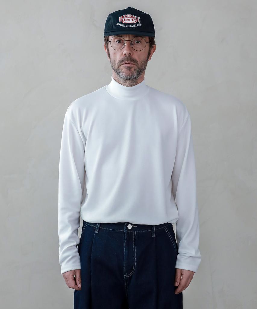 ESN Ribbed Half Turtleneck Knit T-Shirt White