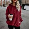 Winter Women Long Sleeve Fleece Hooded Sweatshirt Pullover Warm Jumper Sweaters With 1/4 Zip