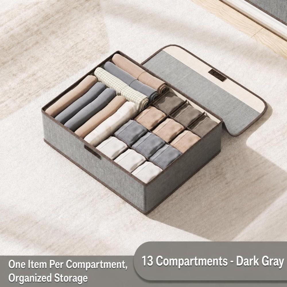 with Lid Closet Drawer Organizer 13/17 Compartments Wardrobe Clothing Box Bras Socks Panties