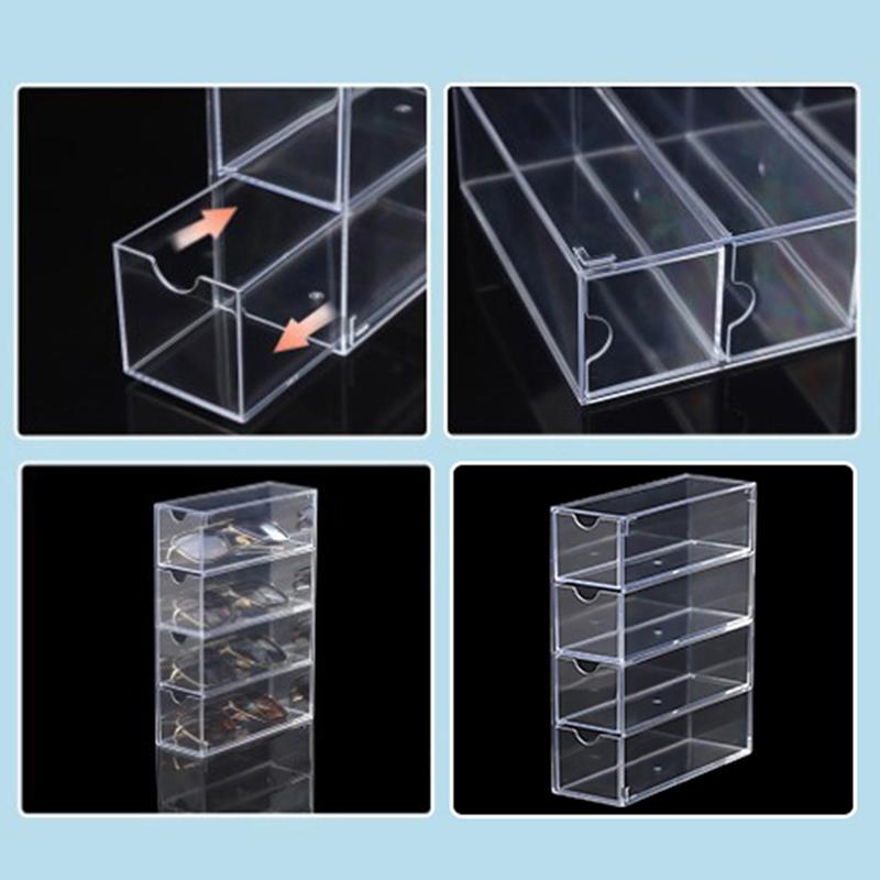 4-слойный пластиковый ящик для хранения, прозрачный пылезащитный стеллаж для хранения очков